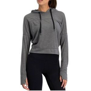 Three Sixty Six Women's Long-Sleeve Crop Top Hoodie Mid-town Grey XS Oversized